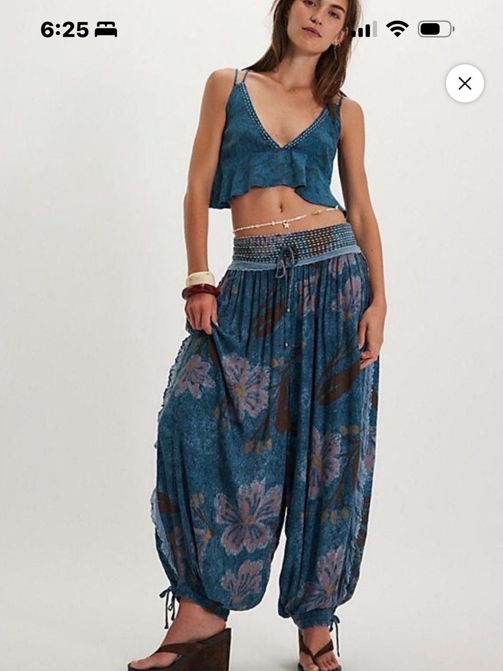 Free People Top Stitch and Tropics Set in Ocean Combo